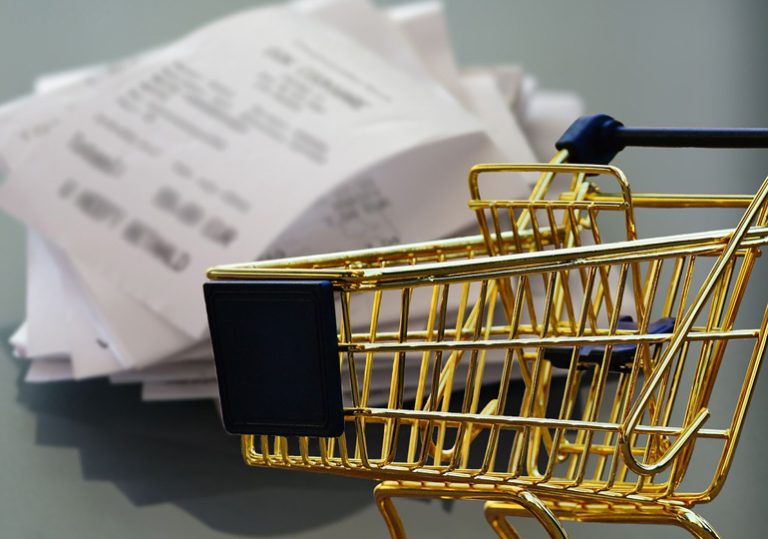 пазаруване, количка, сметки