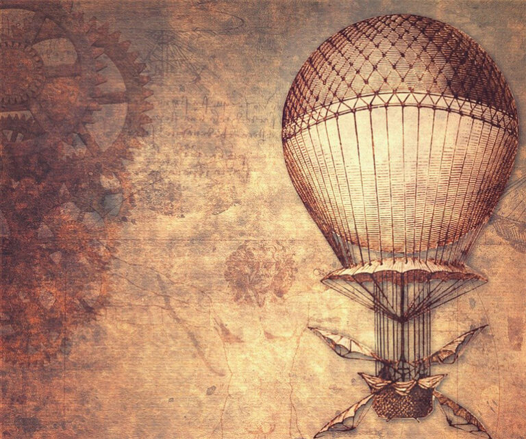 гравюра въздушен балон леонардо да винчи